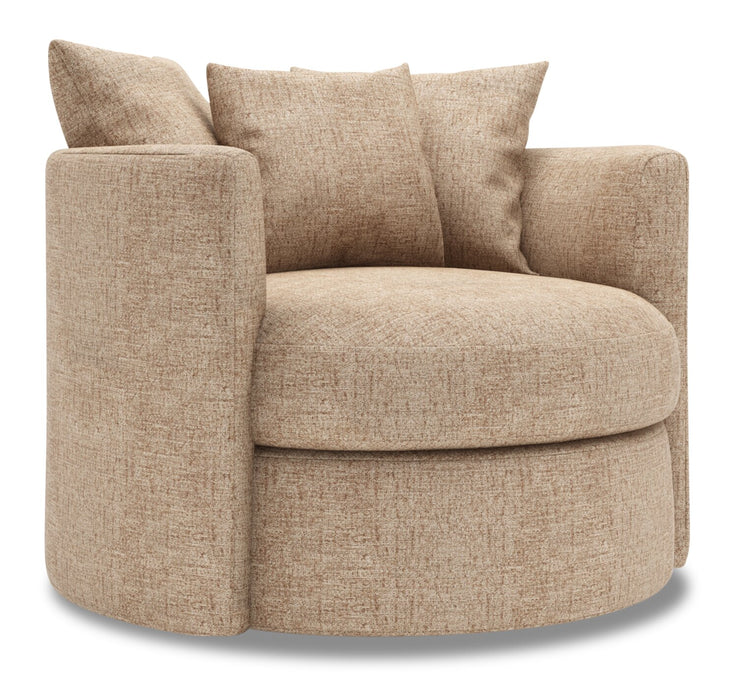 Made in Canada Sofa Lab Customizable Nest 41\" Chenille Fabric Swivel Accent Chair - Luxury Taupe