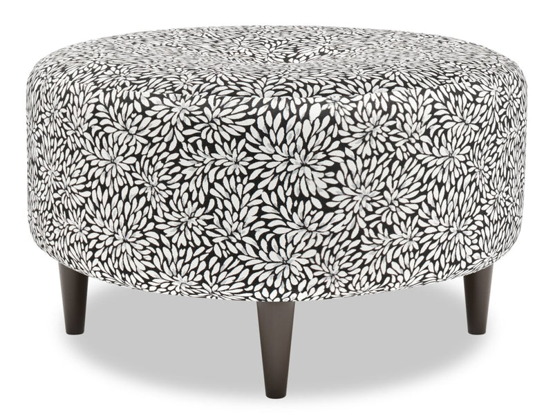 Made in Canada Customizable Sofa Lab The Curve 31\" Fabric Ottoman - Onyx Multicolour