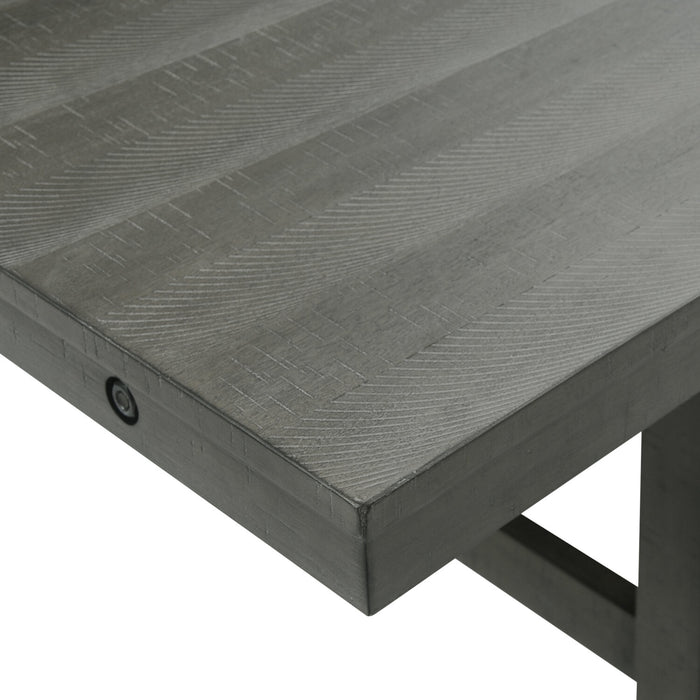 Alto Dining Table with 65-83\"W Extension, Trestle Base - Grey
