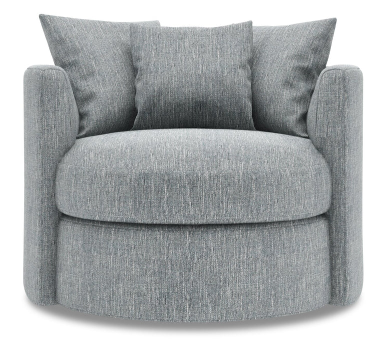 Made in Canada Sofa Lab Customizable Nest 41\" Linen-Look Fabric Swivel Accent Chair - Luna Pewter Grey