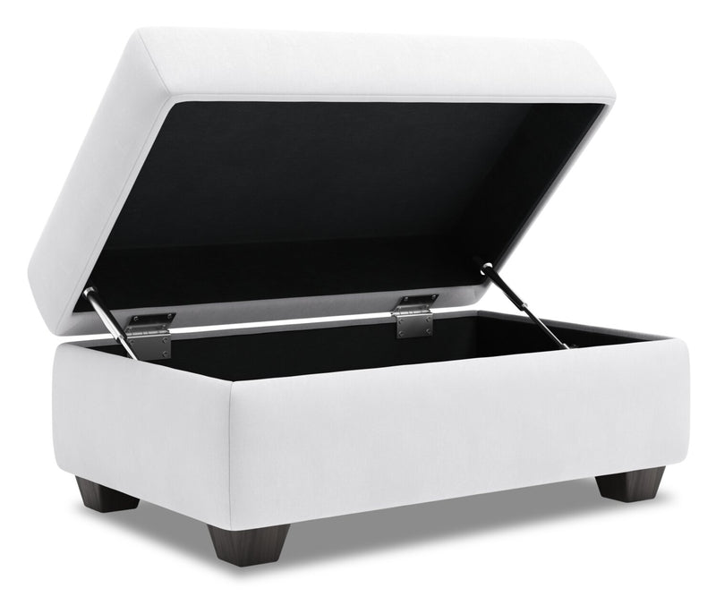 Made in Canada Customizable Sofa Lab The Trunk 39\" Linen-Look Fabric Storage Ottoman - Pax Ice White