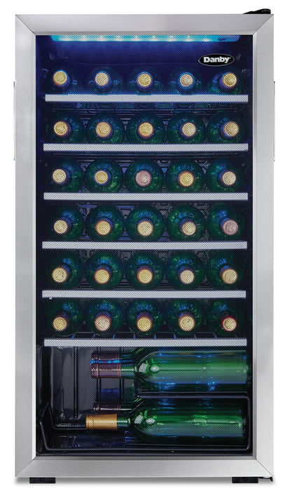 Danby 17.7\" 3.3 Cu. Ft. Single-Door Wine Cooler - Stainless Steel - DWC93BLSDBR1