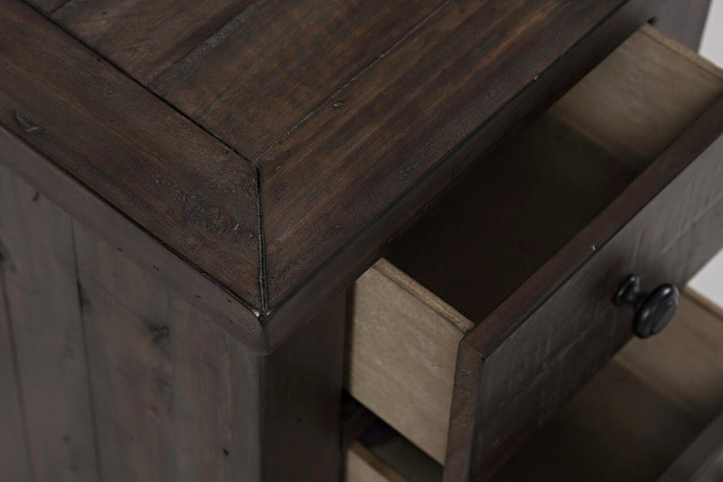 Morgan 16\" Rustic Powered Chairside Table with Storage - Dark Brown with Reclaimed Wood
