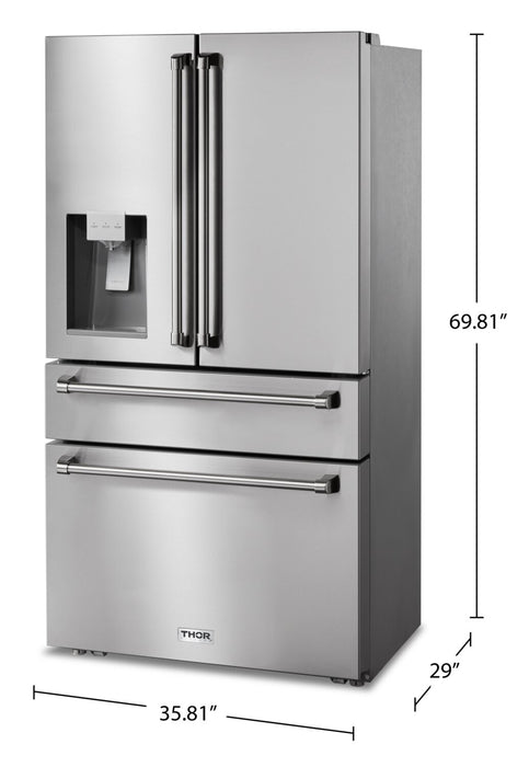 Thor 36\" 21.6 Cu. Ft. French-Door Refrigerator - Stainless Steel - TRF3601FD