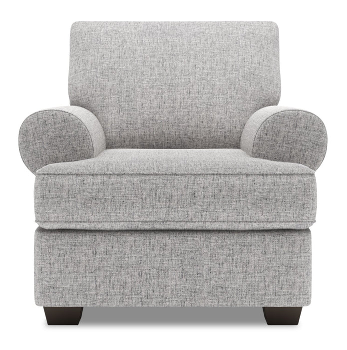 Made in Canada Sofa Lab Customizable Roll 42\" Linen-Look Fabric Chair with Rolled Arms - Luna Domino Grey