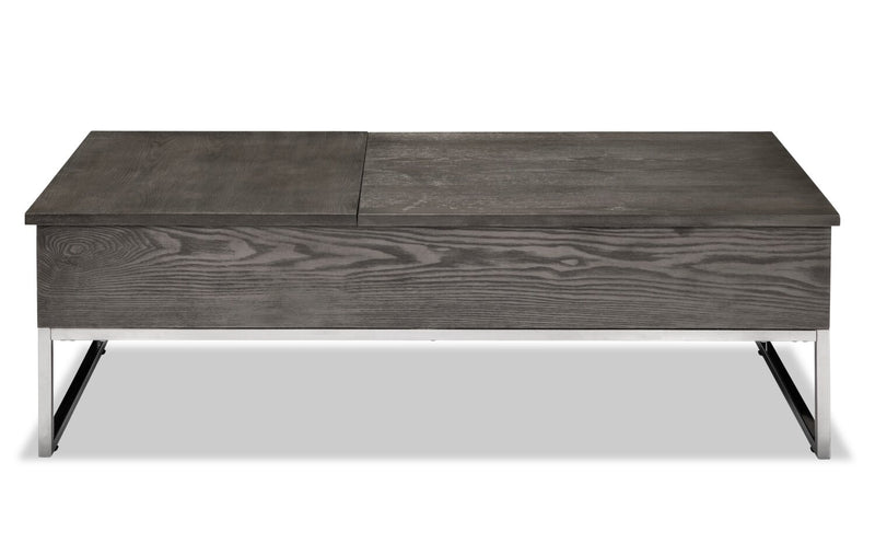 Echo 47.25\" Modern Lift Top Coffee Table with Storage - Brown with Silver Metal Legs