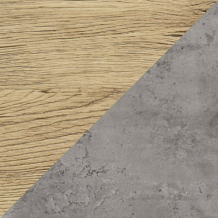 Kelly 43.3\" Modern Coffee Table with Shelf - Grey Stone Top with Light Wood Legs