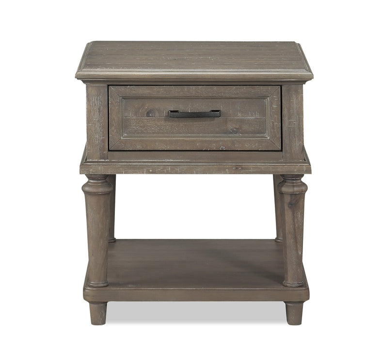 Winston 22\" Rustic End Table with Storage and Shelf - Light Brown with Driftwood Finish