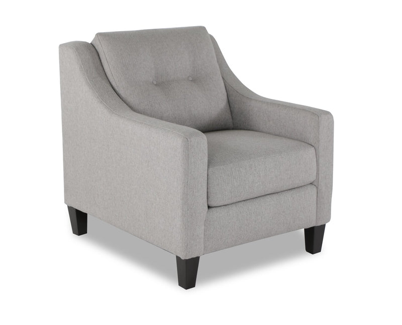 Made in Canada Cindy Crawford Home Kylie 32\" Linen-Look Fabric Chair with Button Tufting - Zeus Grey