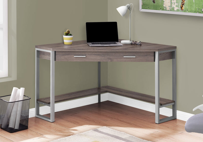 Christiana 42\" Corner Office Desk with Drawer -  Dark Taupe
