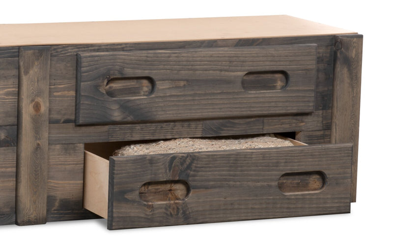 Piper 4-Drawer Under Bed Storage Trundle for Kids, Solid Pine Wood - Driftwood Grey
