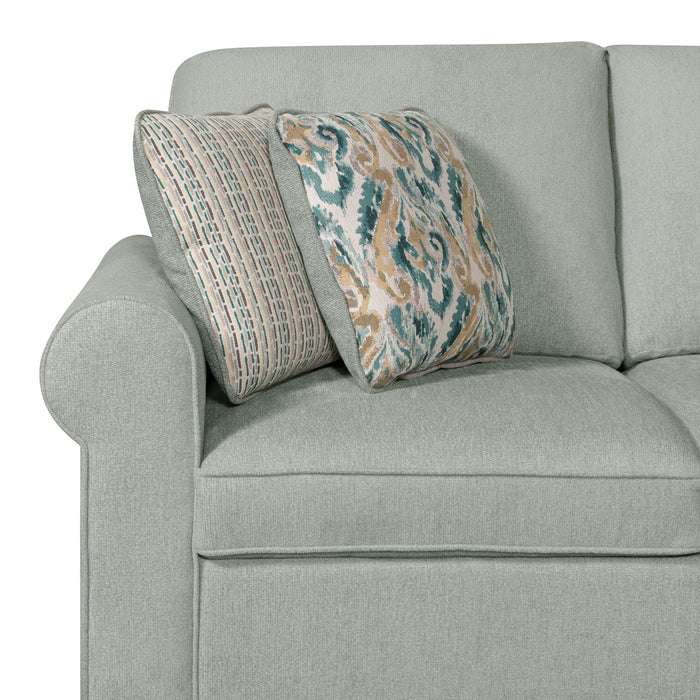 Scott Living Haven 3-Piece Right-Facing Chenille Fabric Sleeper Sectional with Storage Chaise - Seafoam Blue