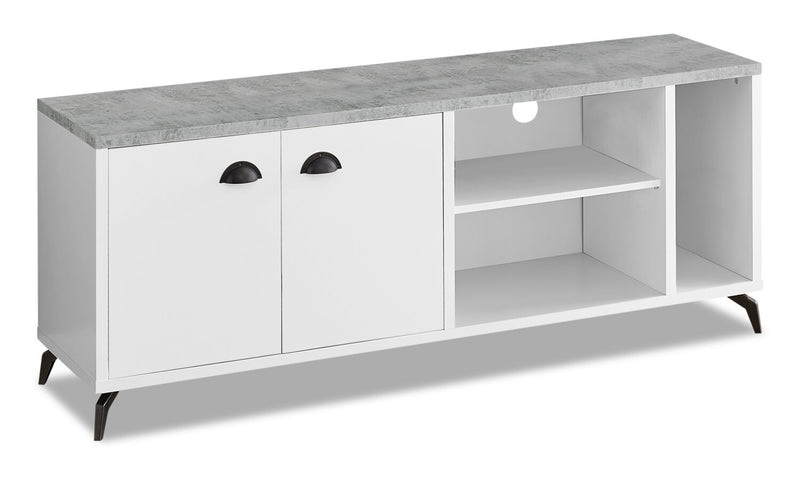 Cameron 60\" Modern TV Stand with Storage and Cable Management for TVs up to 65\"- White