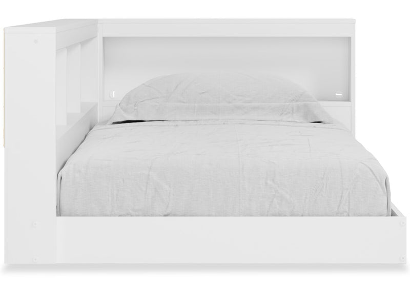 Wolf Platform Bookcase Bed for Kids, White - Twin Size