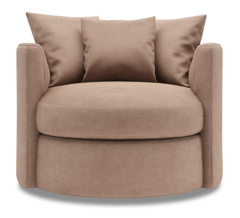 Made in Canada Sofa Lab Customizable Nest 41\" Linen-Look Fabric Swivel Accent Chair - Pax Wicker Brown