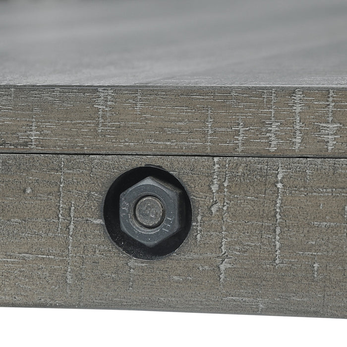 Alto Dining Table with 65-83\"W Extension, Trestle Base - Grey