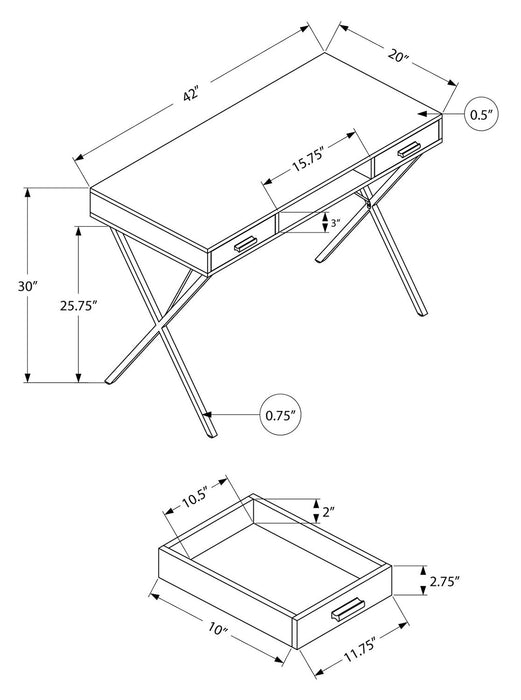 Rowan 42\" Office Desk with 2-Drawers & Cubbyhole - White