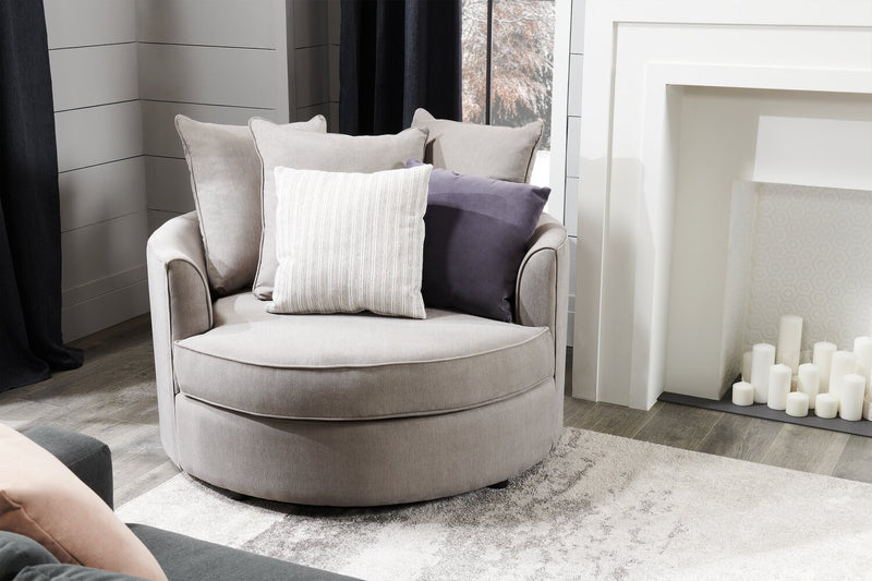 Made in Canada Sofa Lab Customizable Cuddler 48\" Linen-Look Fabric Accent Chair - Pax Slate Grey