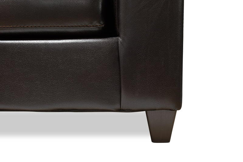Made in Canada Addison 63\" Leather-Look Fabric Loveseat with Removable Seat Cushions and Tufting - Blackberry Black