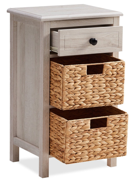 Jon 15.5\" Chairside Table with 2 Baskets & Drawer - White Oak