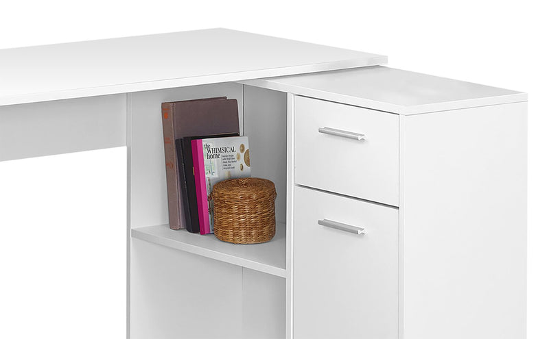 Zoey 46\" L-Shaped Office Desk with Cubbies, Drawer & Cabinet - White