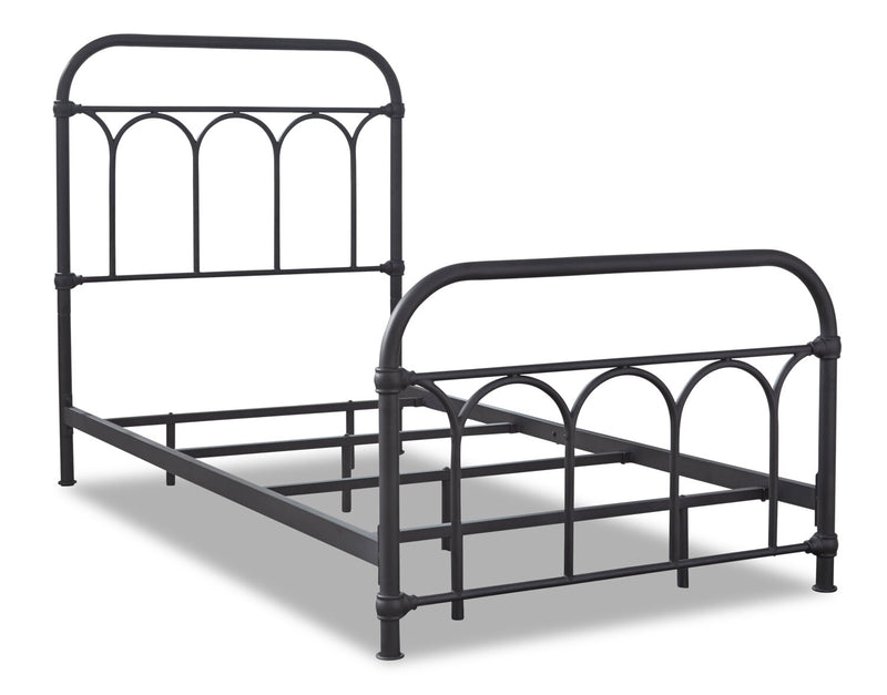 Nora Metal Bed with Headboard & Frame for Kids, Black - Twin Size