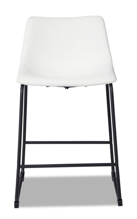 Cole Counter-Height Stool with Vegan Leather Fabric, Metal - White