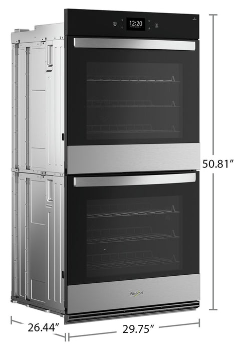 Whirlpool 27\" 8.6 Cu. Ft. Electric Double Wall Oven with True Convection - Fingerprint Resistant Stainless Steel - WOED7027PZ