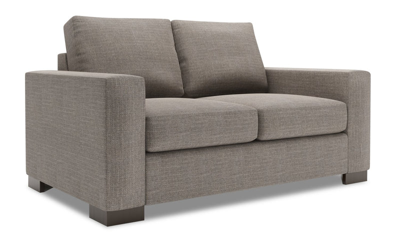 Made in Canada Customizable Sofa Lab Track  62\" Linen-Look Fabric Loveseat with Track Arms - Luna Smoke Grey