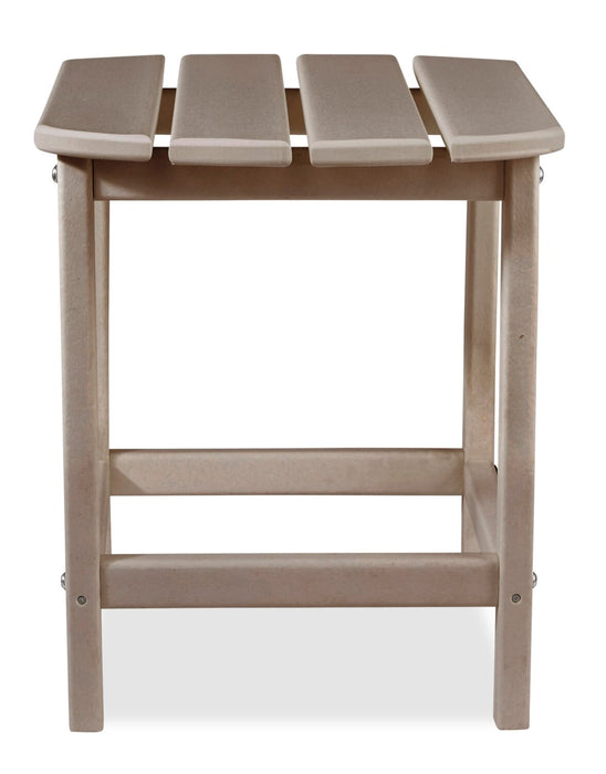 Bask Outdoor Patio End Table - 15\"W, High Density Plastic, UV & Weather Resistant - Taupe