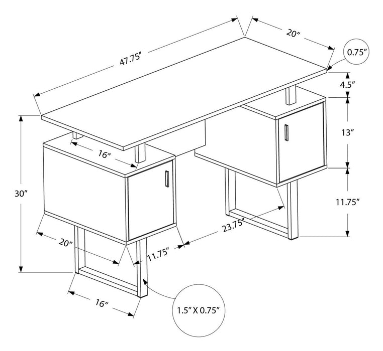 Rafa 47.75\" Office Desk with 2 Storage Cabinets - Black