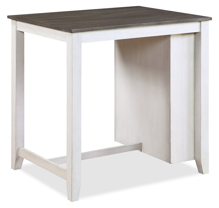 Lane 3pc Counter-Height Dining Set with Table & 2 Chairs, Built-in Shelves & USB, 36.5\"W - White