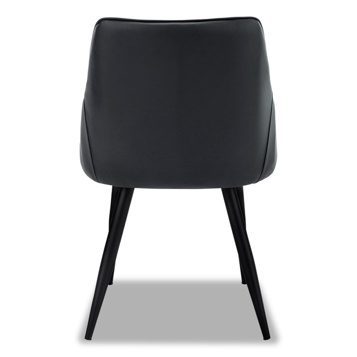 Eliot Dining Chair with Vegan-Leather Fabric, Metal - Black
