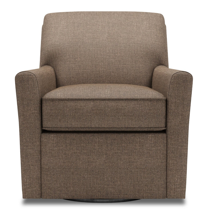 Made in Canada Sofa Lab Customizable Swivel 31\" Linen-Look Fabric Accent Chair - Luna Praline Brown