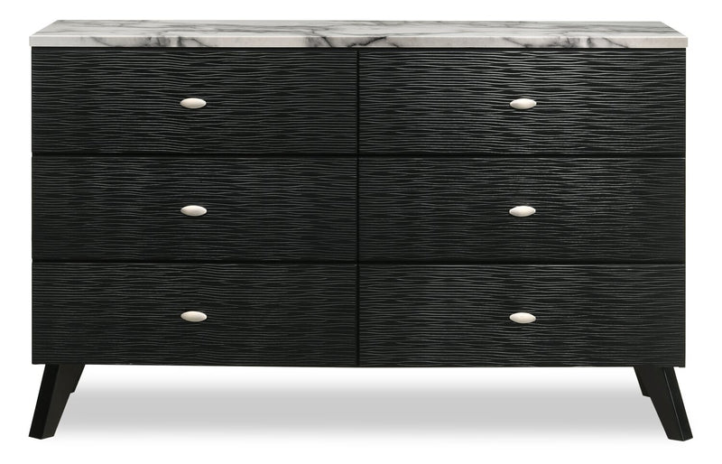 Atlas Bedroom 6-Drawer Dresser, 60.2\"W x 36.8\"H, Mid-Century Modern - Black