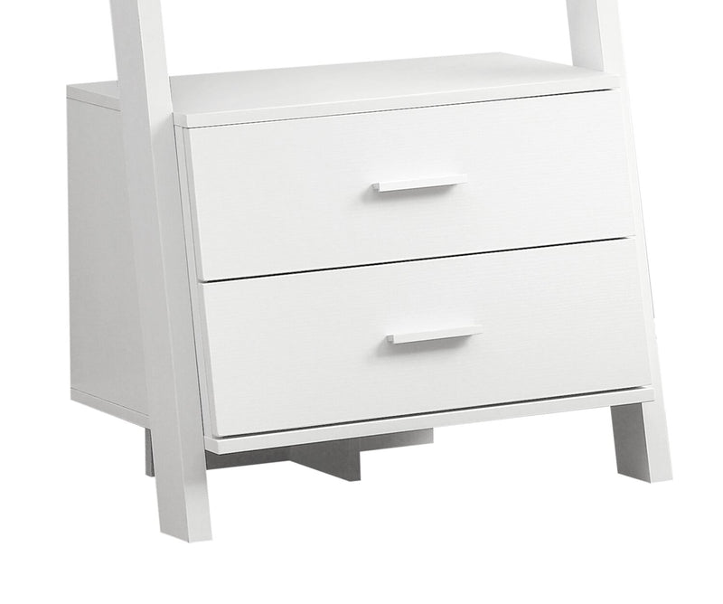 Ronan 25.5\" Ladder Bookcase with Open Shelves & 2-Drawers - White