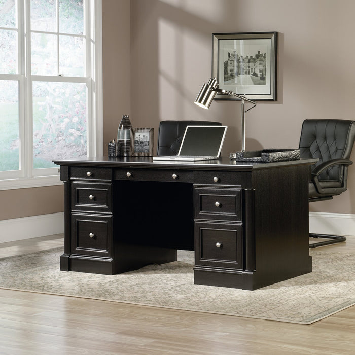 Palladia 65.12\" Executive Office Desk with 5-Drawers - Wind Oak