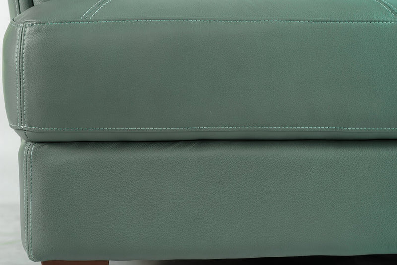 Chateau d'Ax Vita 44\" 100% Genuine Leather with Diamond Pattern Stitching and Wood Legs - Seafoam Green