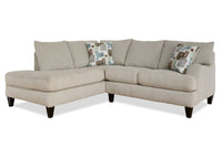 Made in Canada Nofia 2-Piece Left-Facing Chenille Fabric Sectional with  Accent Pillows and Wood Legs - Linen Beige 