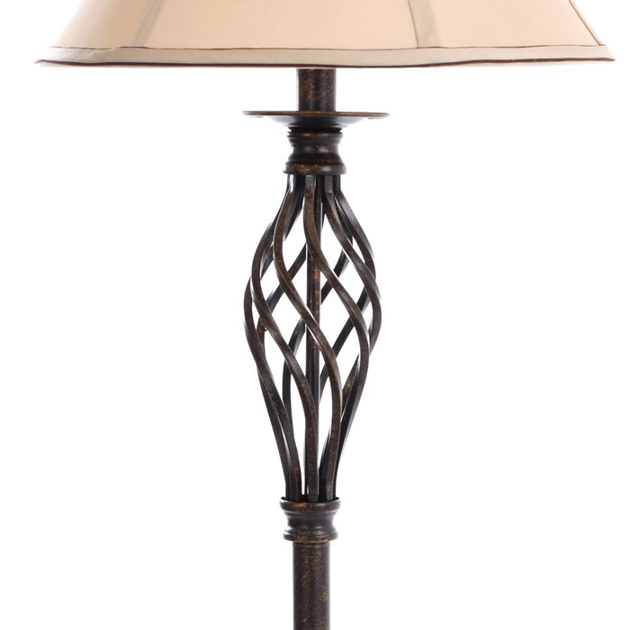 Fiona Traditional Antiqued-Bronze 3-Piece Set, Floor and Two Table Lamps