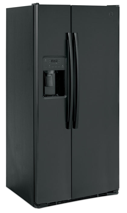 GE 33\" 23.2 Cu. Ft. Side-by-Side Refrigerator - Black - GSS23GGPBB