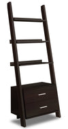 Ronan 25.5\" Ladder Bookcase with Open Shelves & 2-Drawers - Espresso 