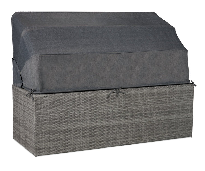 Cuba Canopy Outdoor Patio Conversation Set with Canopy Sofa, Ottoman & 2 Self-Storing Ottomans - Hand-Woven Resin Wicker, UV & Weather Resistant - Charcoal