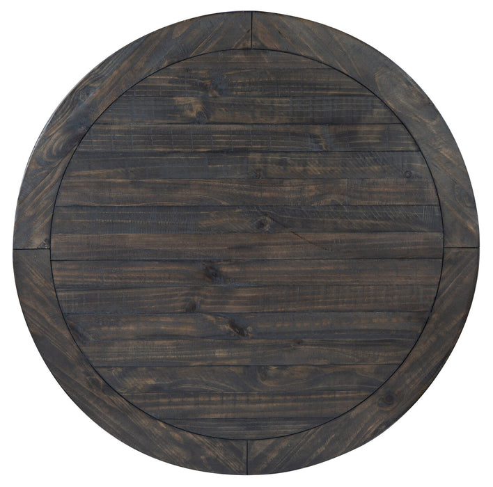 Axl 40\" Traditional Round Coffee Table with Shelf - Dark Grey-Brown Wood
