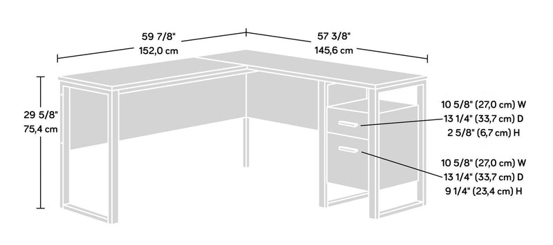 Rayna 59.84\" L-Shaped Office Desk with 2-Drawers - Blade Walnut