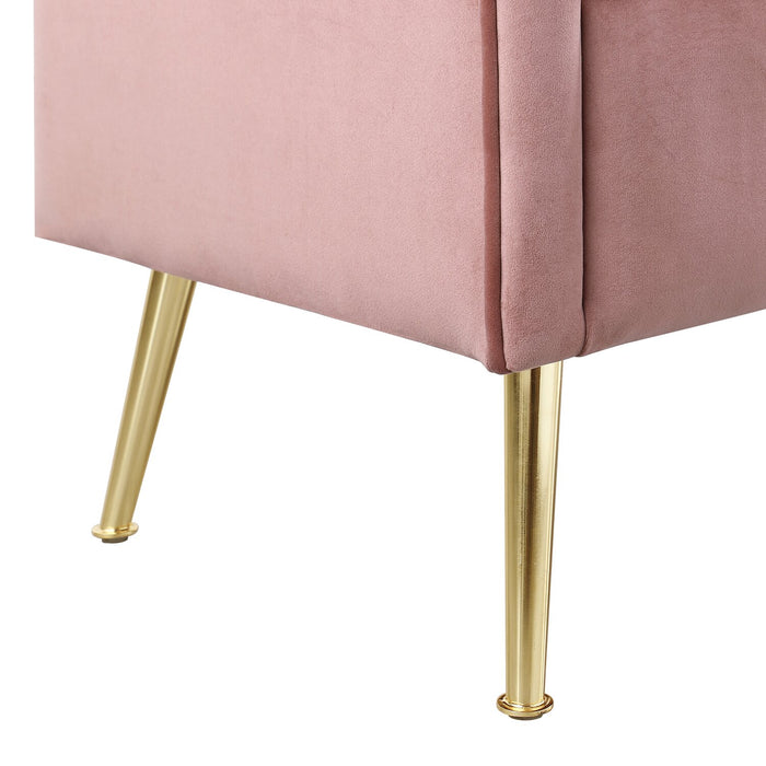 Cass 52\" Bench - Pink Velvet with Gold Legs