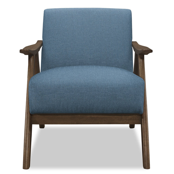 Kyra 28.5\" Linen-Look Fabric Accent Chair with Curved Arms and Wood Frame - Blue