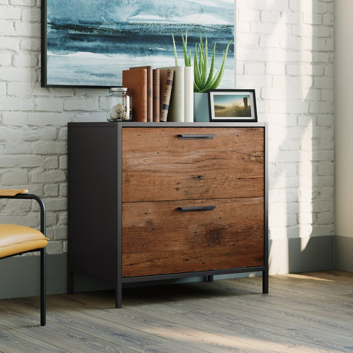 Tayla 30.24\" 2-Drawer Filing Cabinet - Vintage Oak & Black