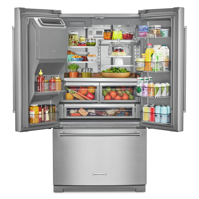 KitchenAid 36\" 26.8 Cu. Ft. French-Door Refrigerator - Stainless Steel with PrintShield™ Finish - KRFF577KPS