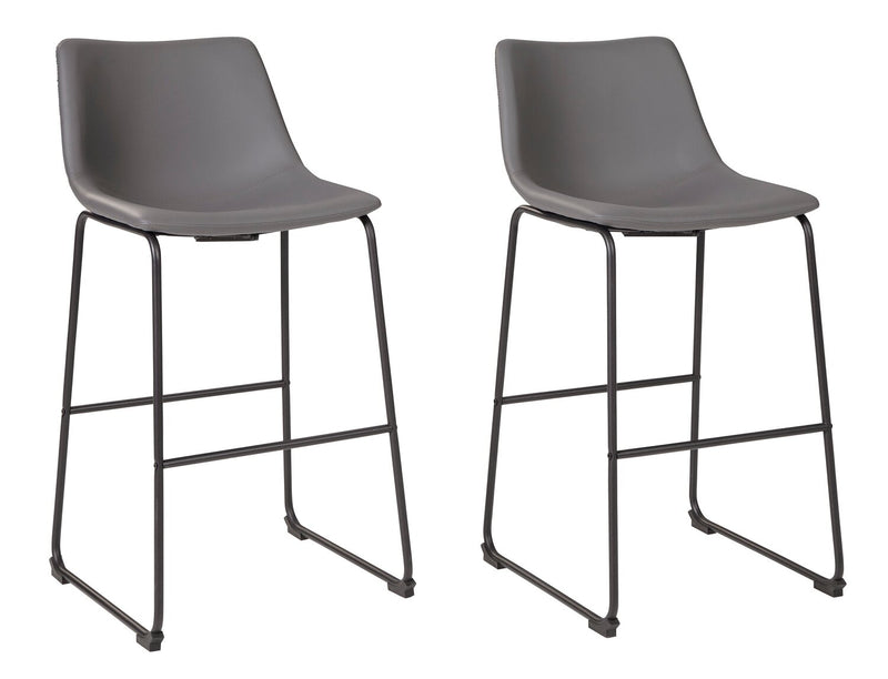 Cole Barstool with Vegan Leather Fabric, Metal - Grey